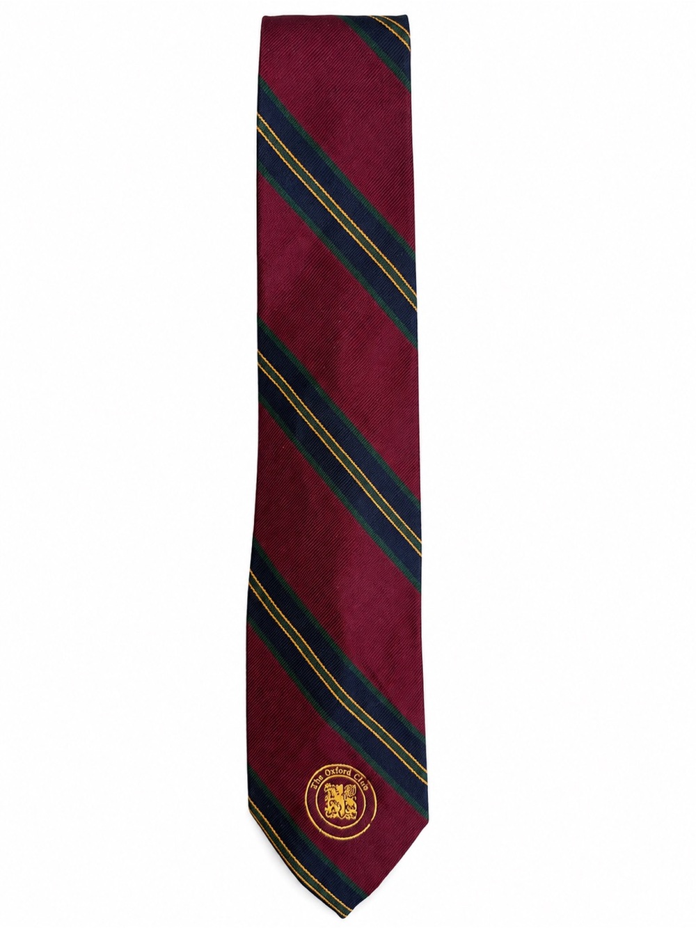 The President Silk Blend Club Tie – Burgundy Striped Crest Necktie